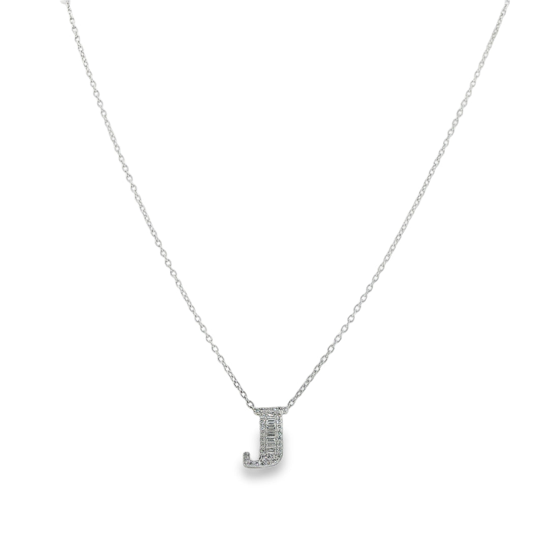 18K White Gold Medium Petra "J" Pendant Necklace
