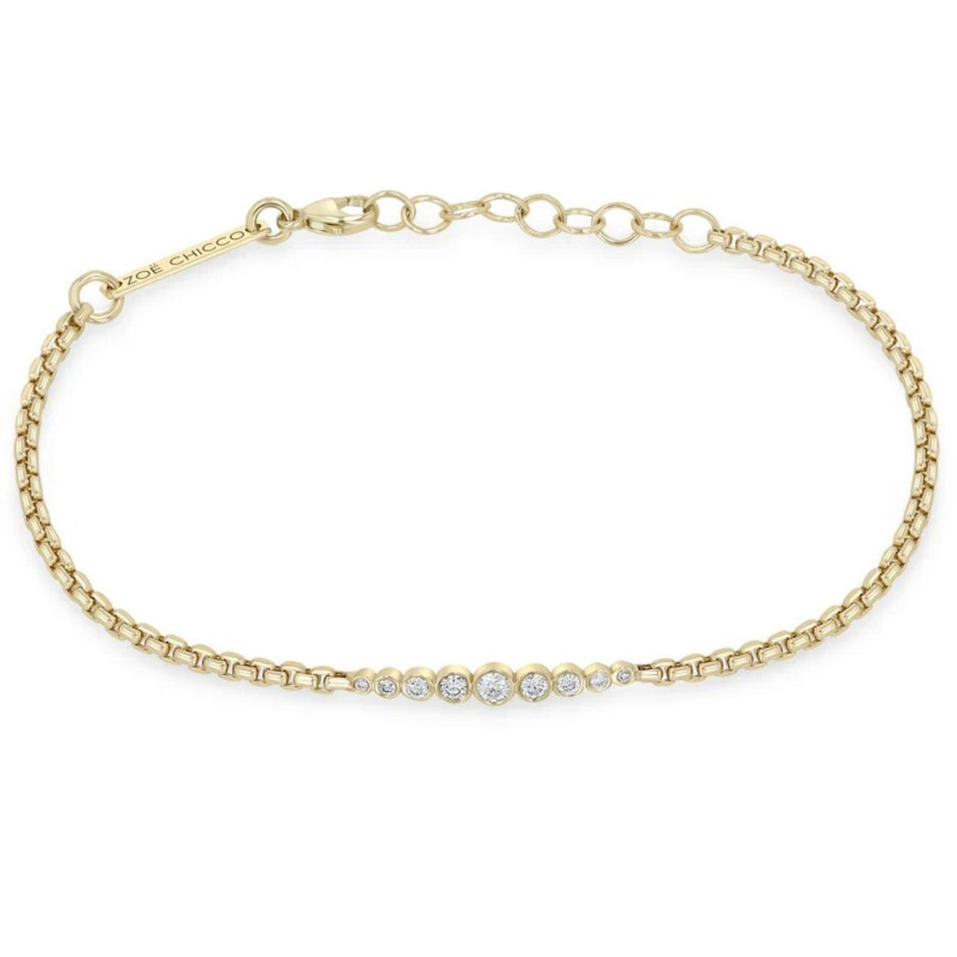 14K Yellow Gold Graduated Bezel Set Diamond Bracelet