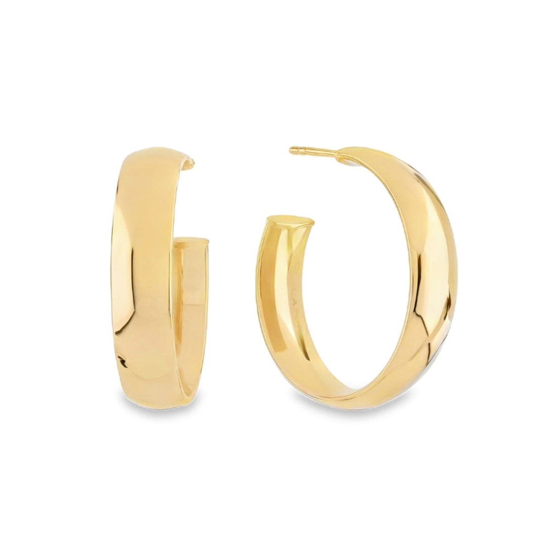 Small Wide Bold Hollow Hoops
