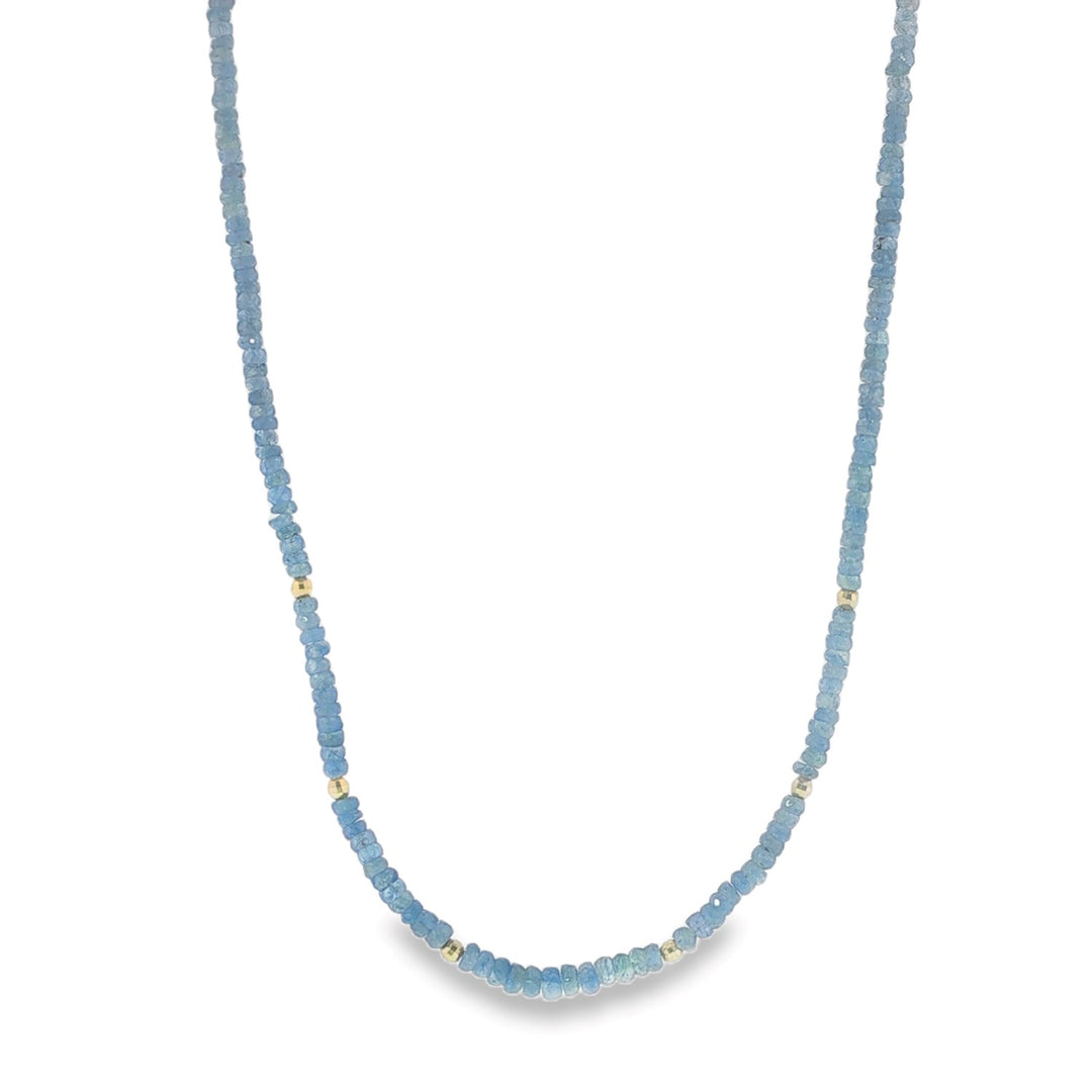 Delicate Denim Blue Sapphire Beaded Chain Necklace - 18"