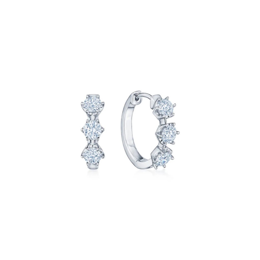 18K White Gold Medium Starry Night Hoops