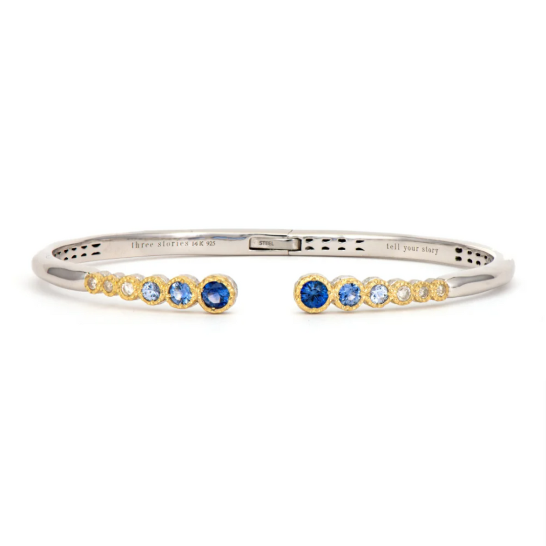 Two Tone Ombre Sapphire and Diamond Cuff