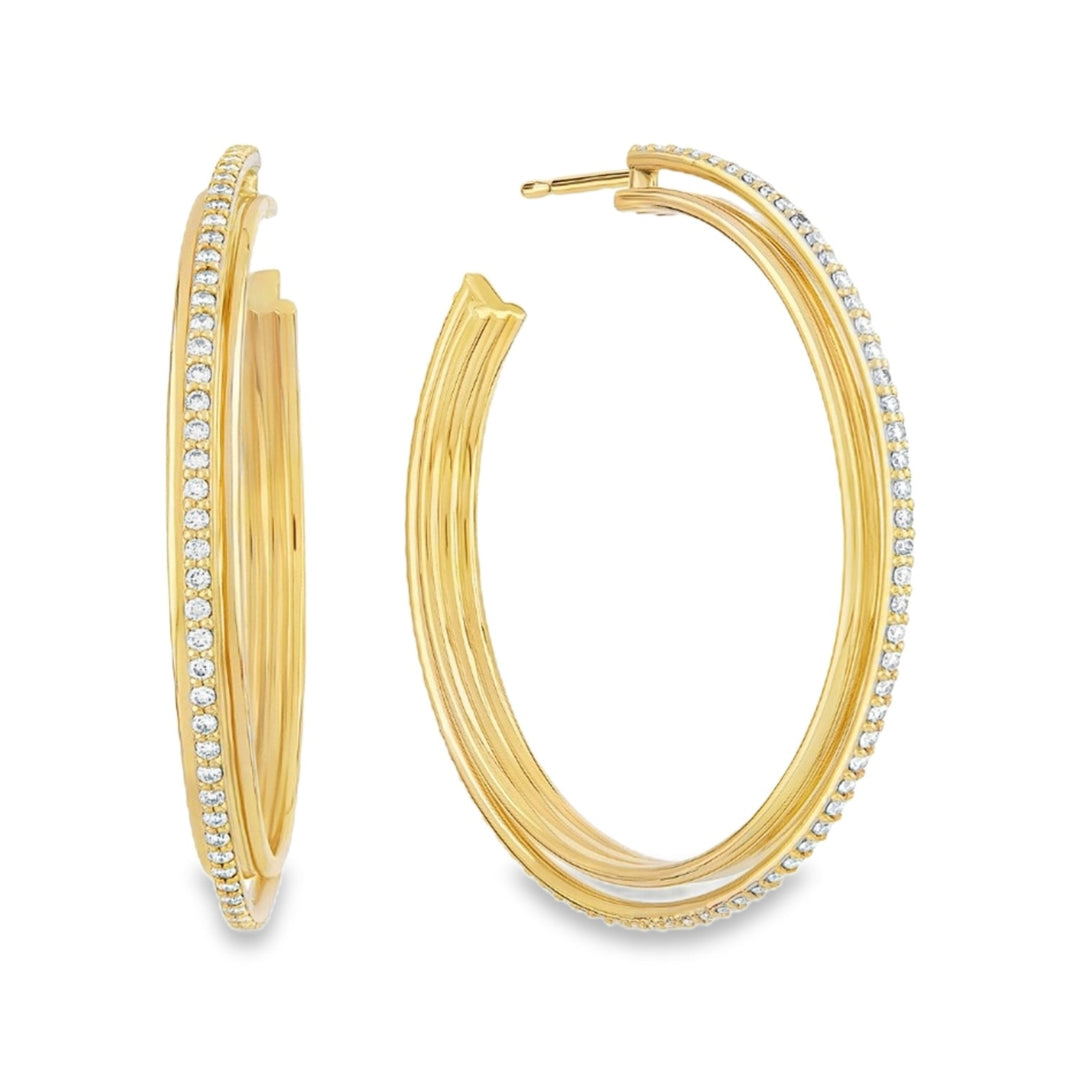 14K Gold 40mm Kinetic Diamond Hoops