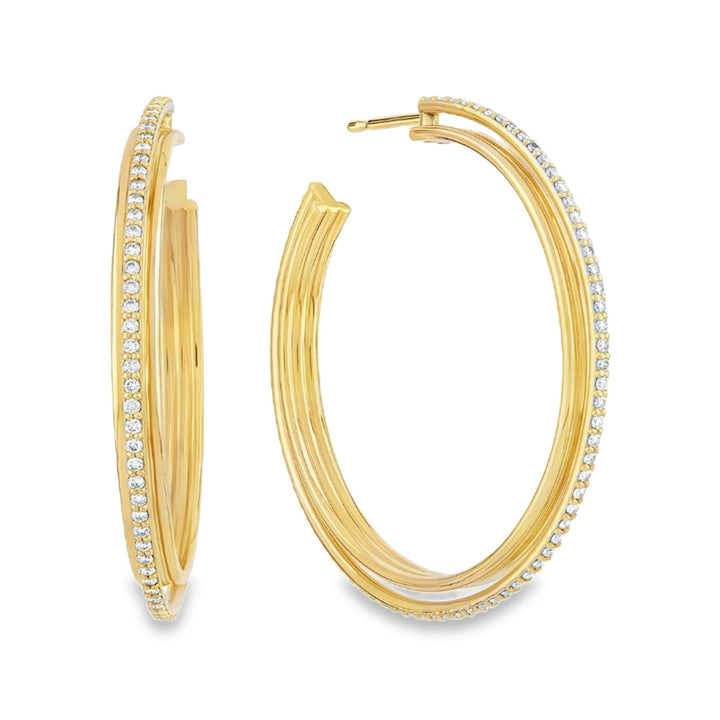 14K Gold 40mm Kinetic Diamond Hoops