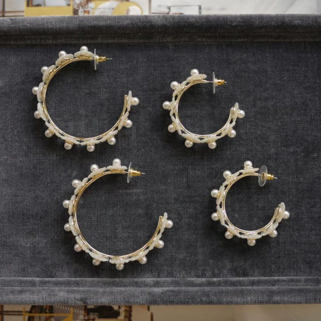 Mother of Pearl Wildflower Hoops