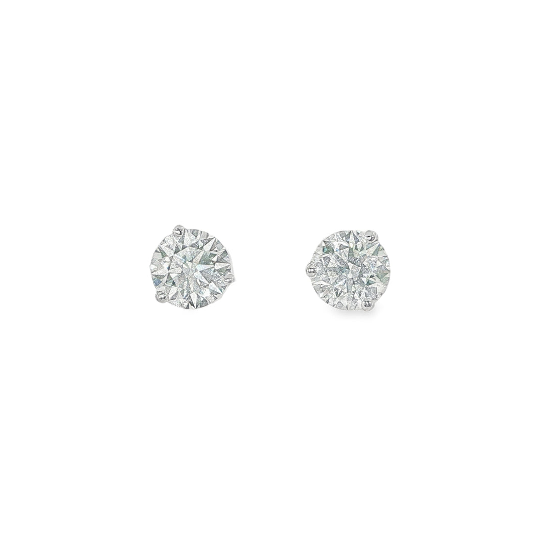 14K White Gold 3 Prong Martini Set Diamond Stud Earrings Weighing 4.00ctw