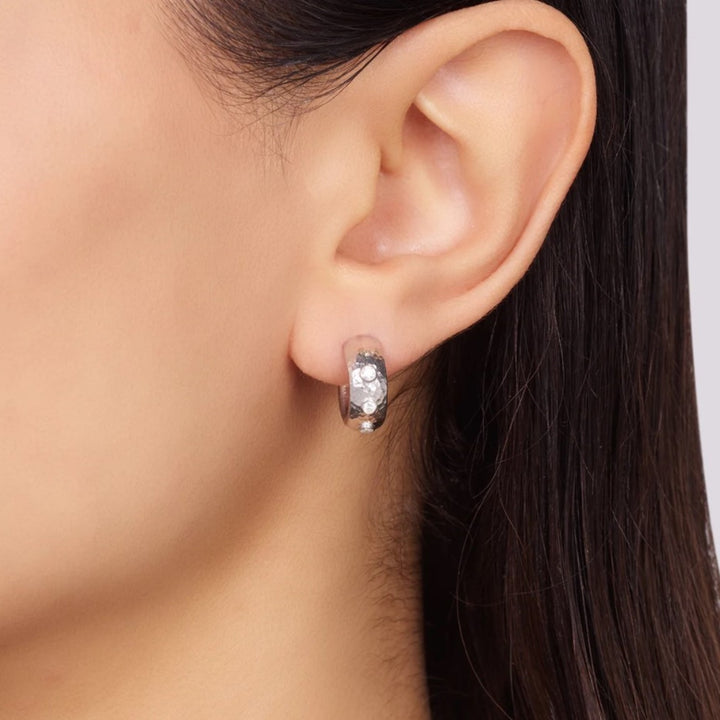 Hoopla Couture Hoop Earrings With Diamond Accents