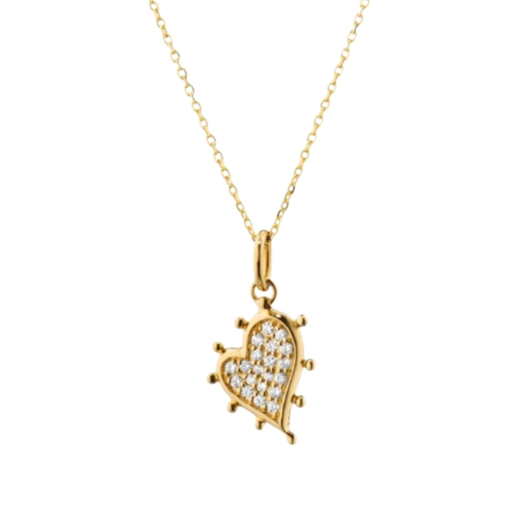 Small Pave Diamond Heart Charm On A 17" Chain