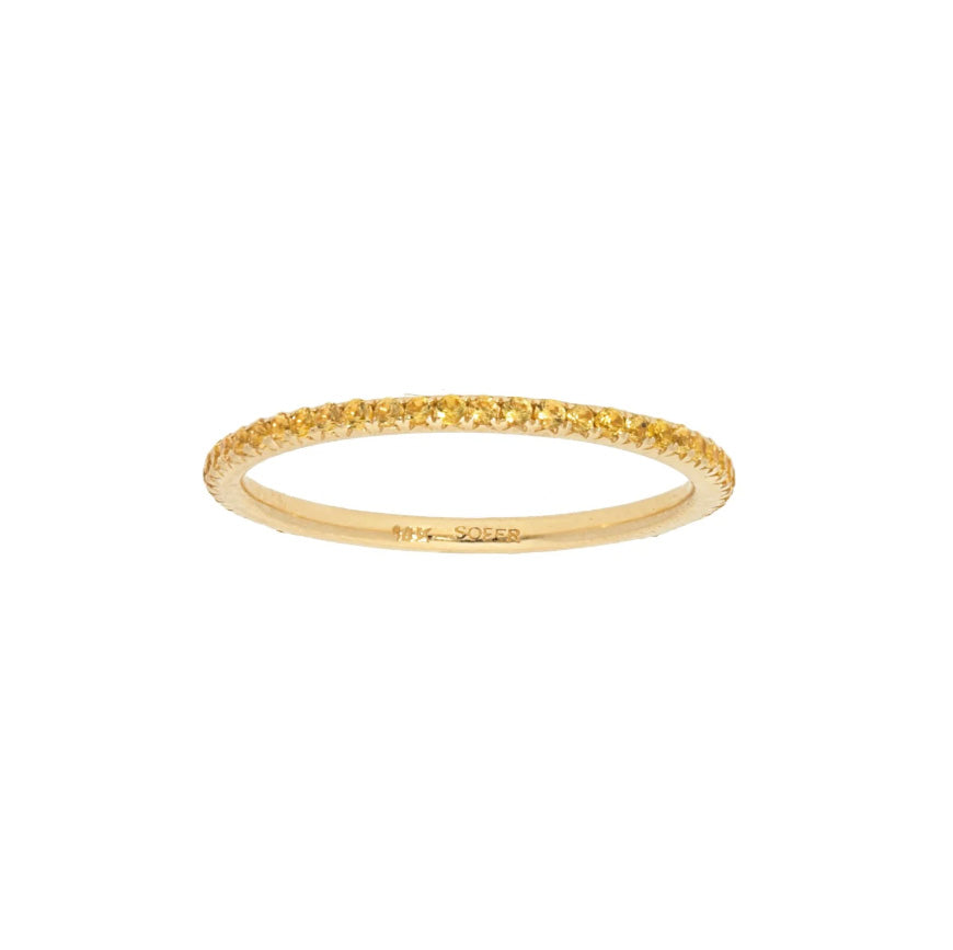 14K Yellow Gold Pave Yellow Sapphire Eternity Stacking Band - Size 6.5