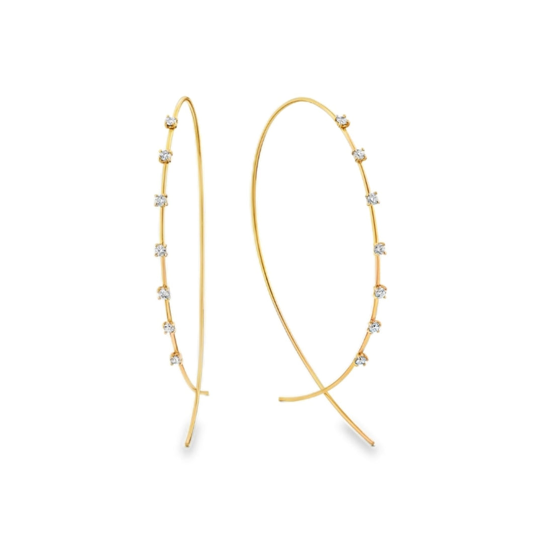 Large Upside Down Hoops With Diamond Baskets
