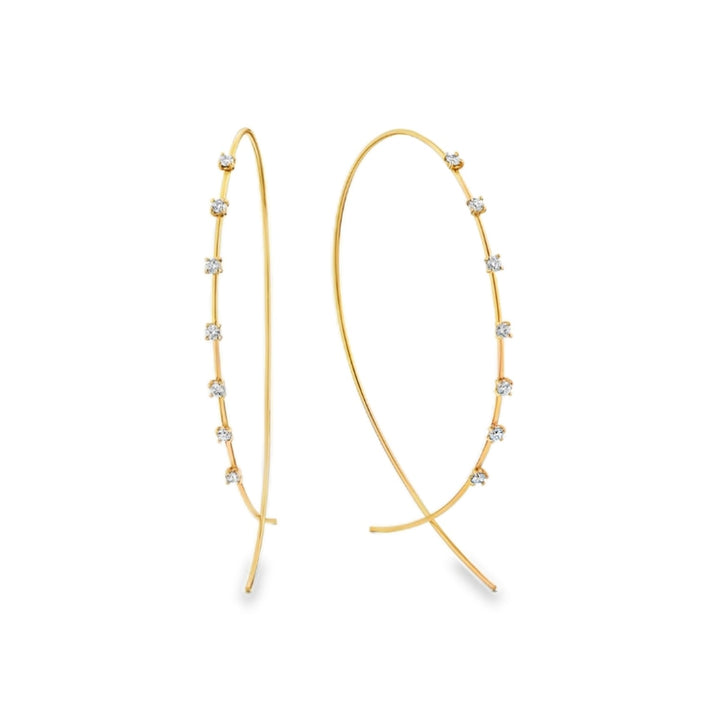Large Upside Down Hoops With Diamond Baskets