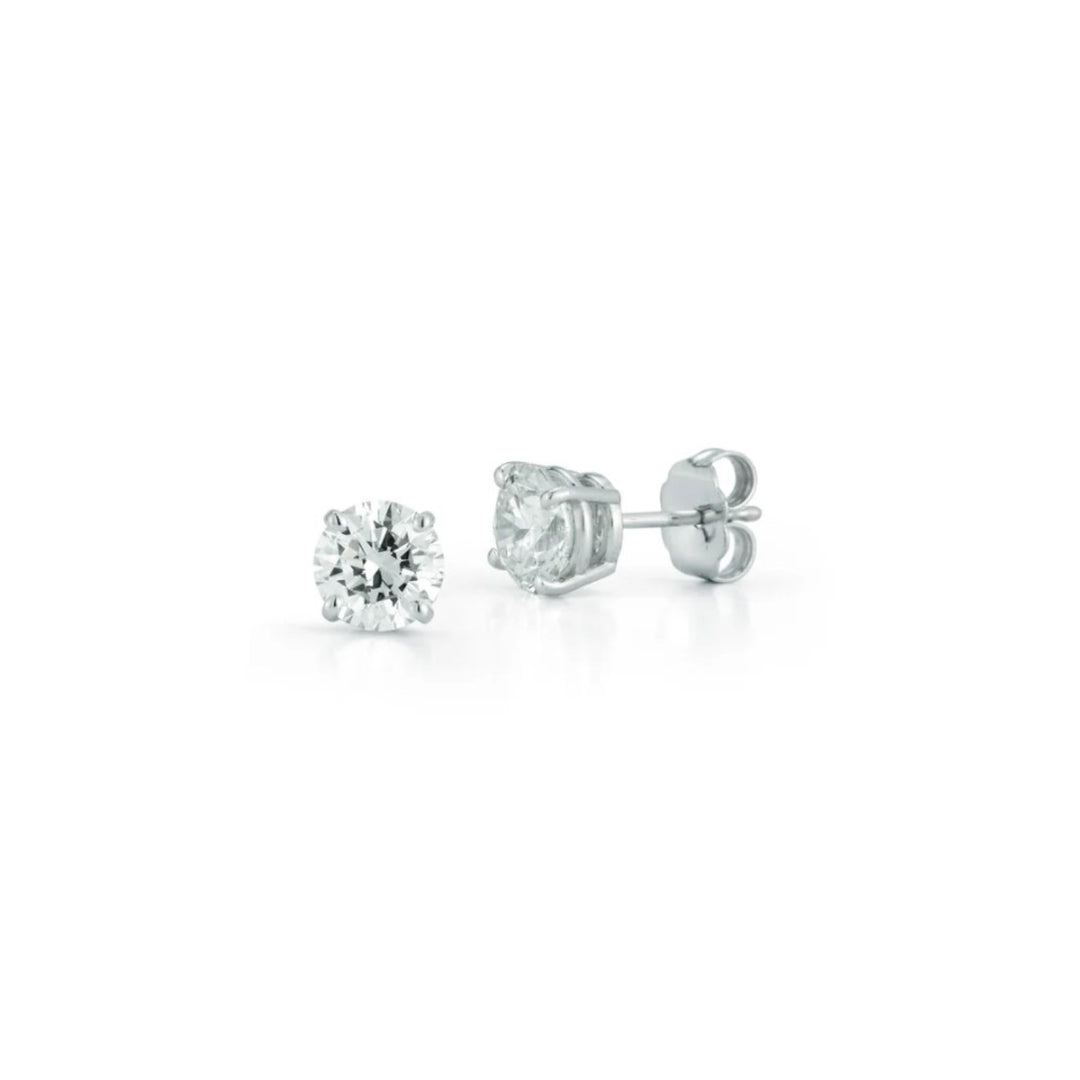 14K White Gold 3 Prong Martini Set Diamond Studs Weighing 1.80ctw