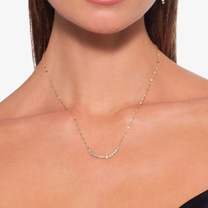 Baguette Diamond Tennis Section Necklace