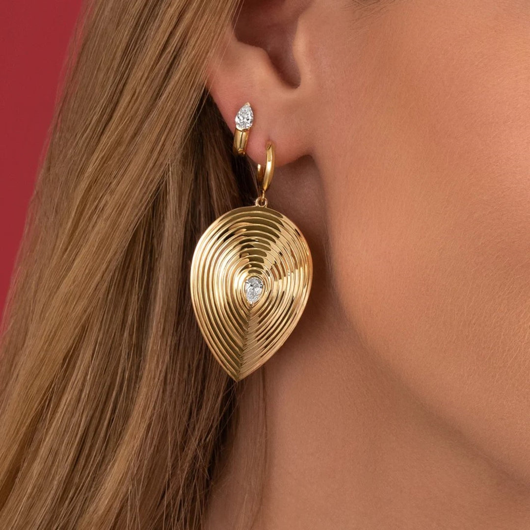 Pear Shape Diamond Layered Pear Huggies