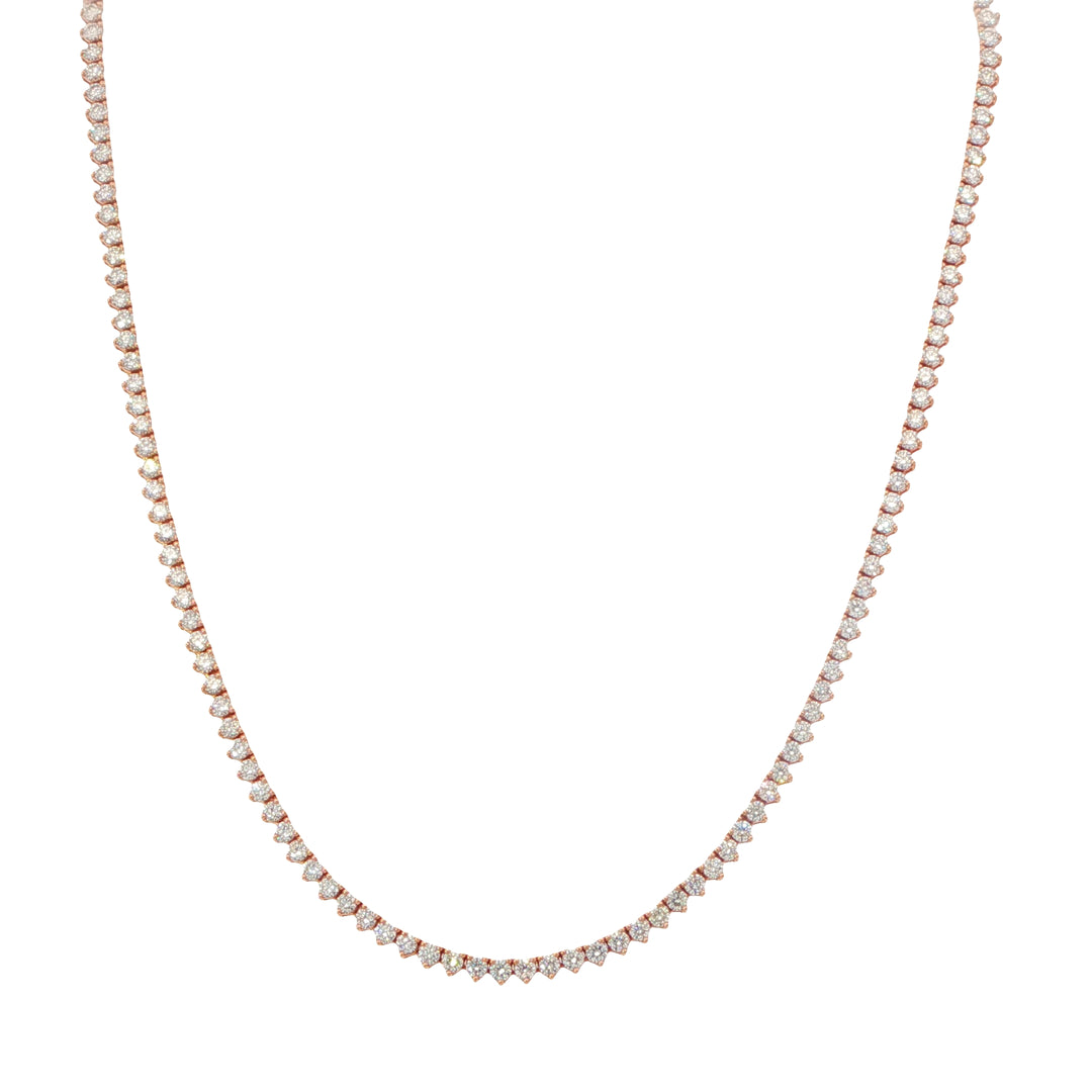 14K Rose Gold Diamond Tennis Necklace Weighing 4.97cts - 16.5"