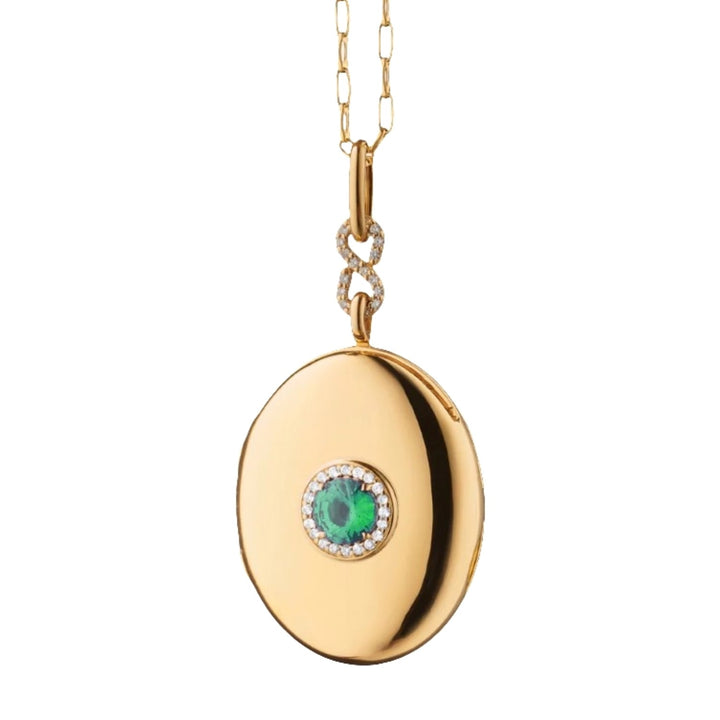 Emerald Infinity Locket On A 30" Chain