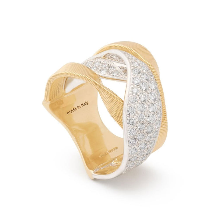 18K Marrakech Ring With A Band Of Pave Diamonds - Size 7