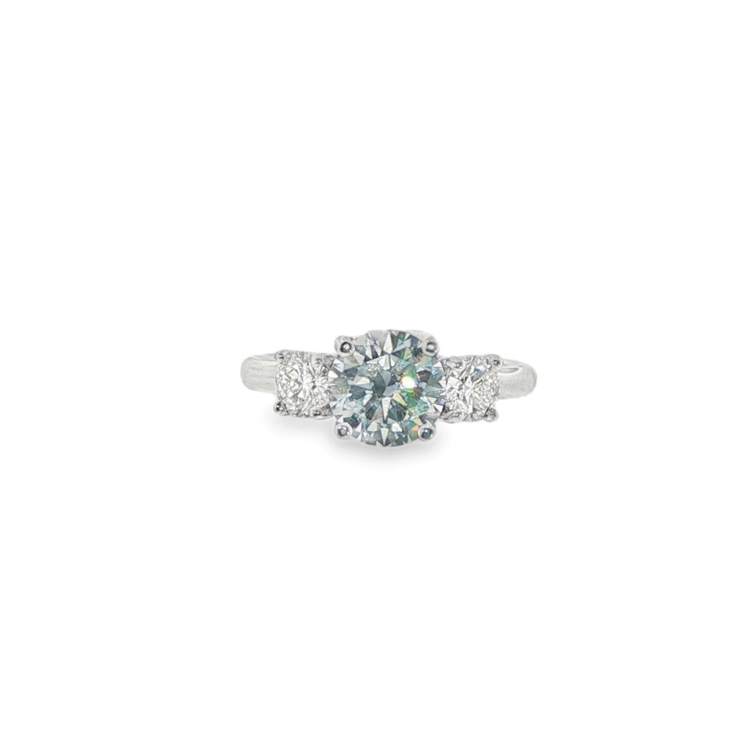 18K White Gold Flush Fit Three Stone Semi Mount