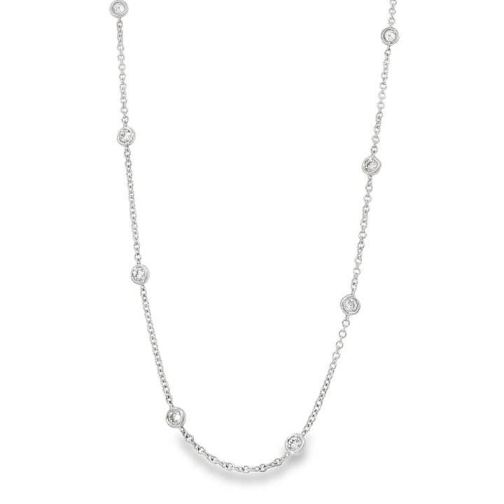 White Gold Diamond By The Yard Chain Necklace With 29 Round Diamonds