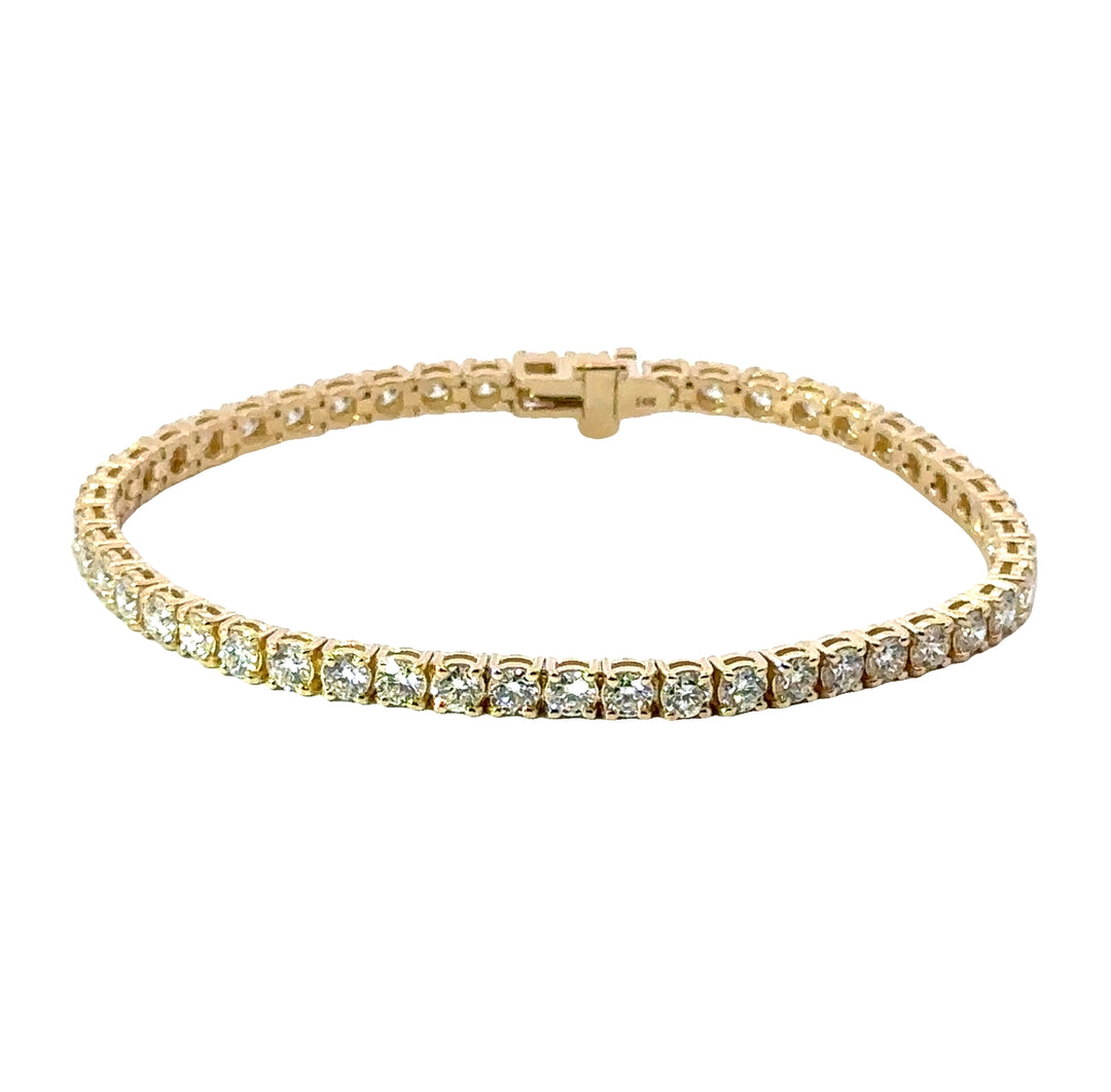 14K Yellow Gold Diamond Tennis Bracelet Weighing 6.09cts