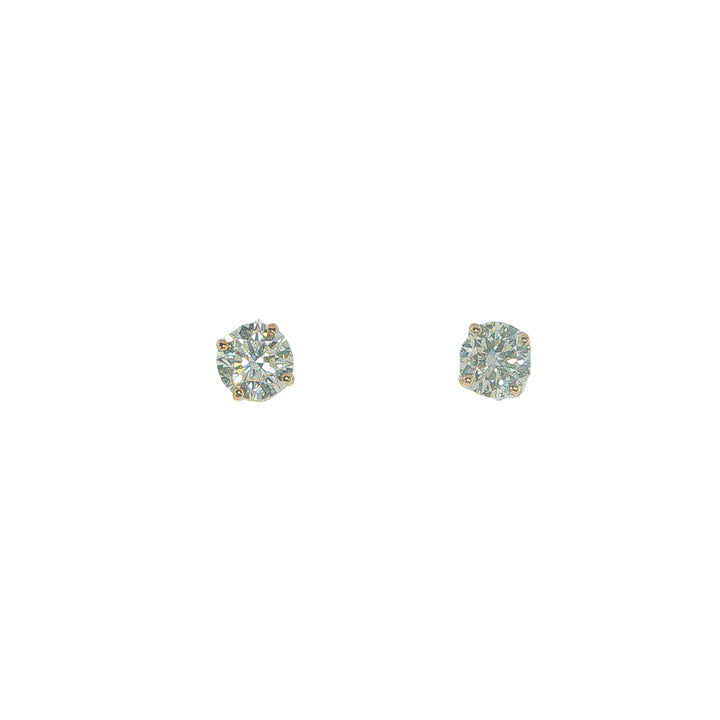 14K Yellow Gold 4 Prong Basket Set Diamond Stud Earrings Weighing 1.20ctw