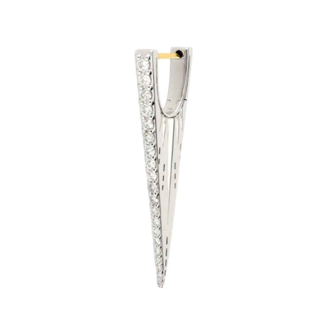 Sterling Silver Elongated Diamond V Earring - Single