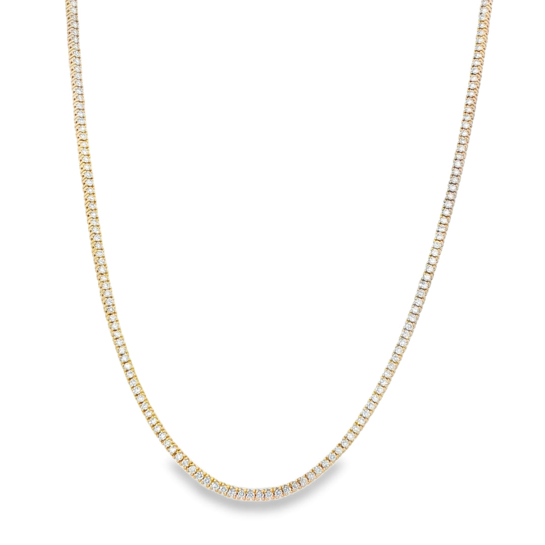 17" Yellow Gold Diamond Tennis Necklace Weighing 1.80cts