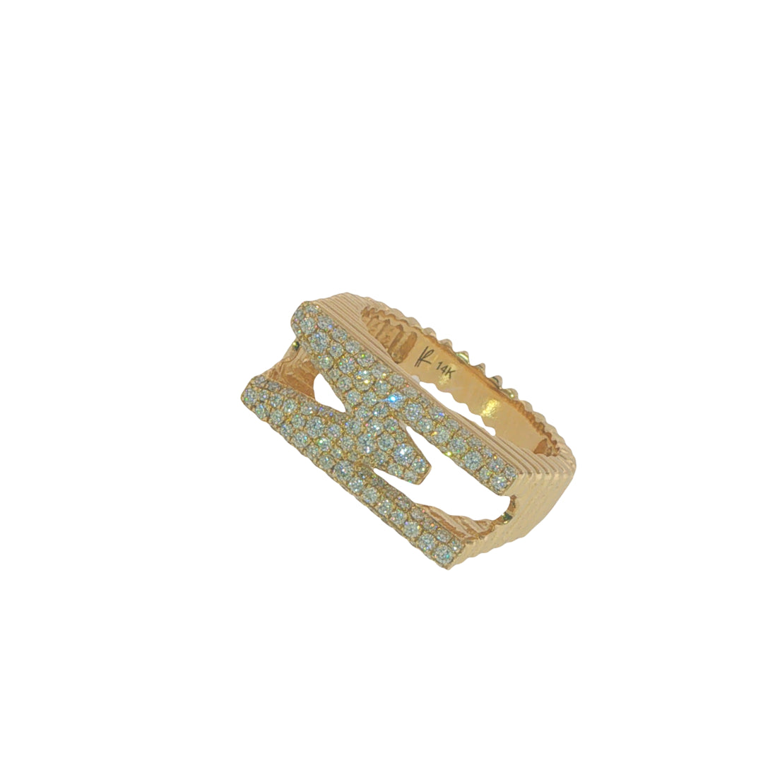 Grandsize Bombe Diamond "M" Initial Ring - Size 8
