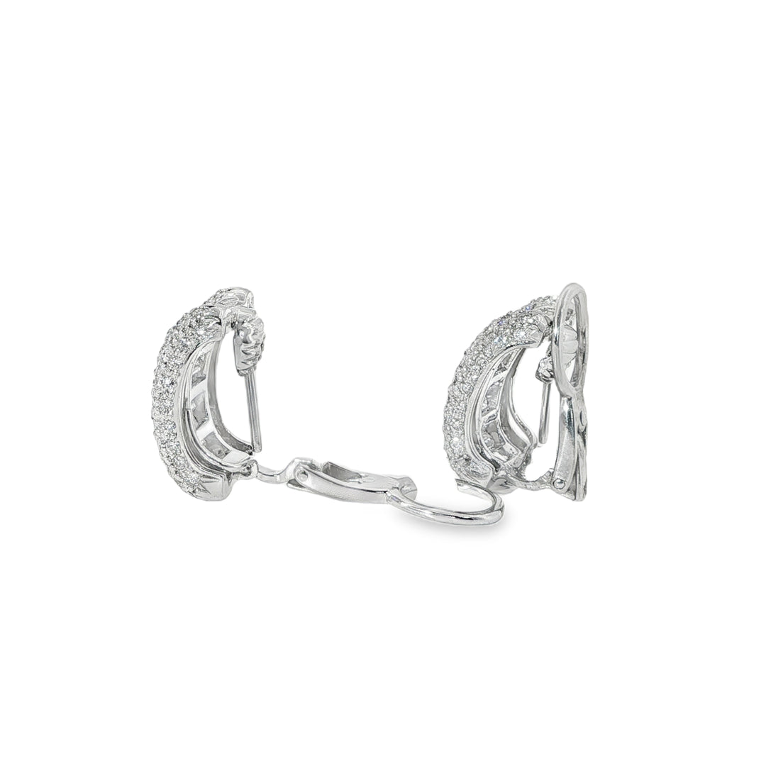 Folding Post Huggies With Baguette and Pave Diamonds