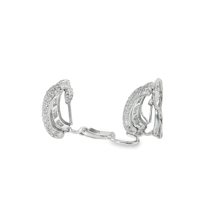 Folding Post Huggies With Baguette and Pave Diamonds