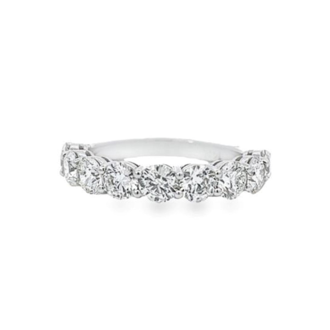 14K White Gold 2.15ct Round Diamond Shared Prong Anniversary Ring - Size 5.75