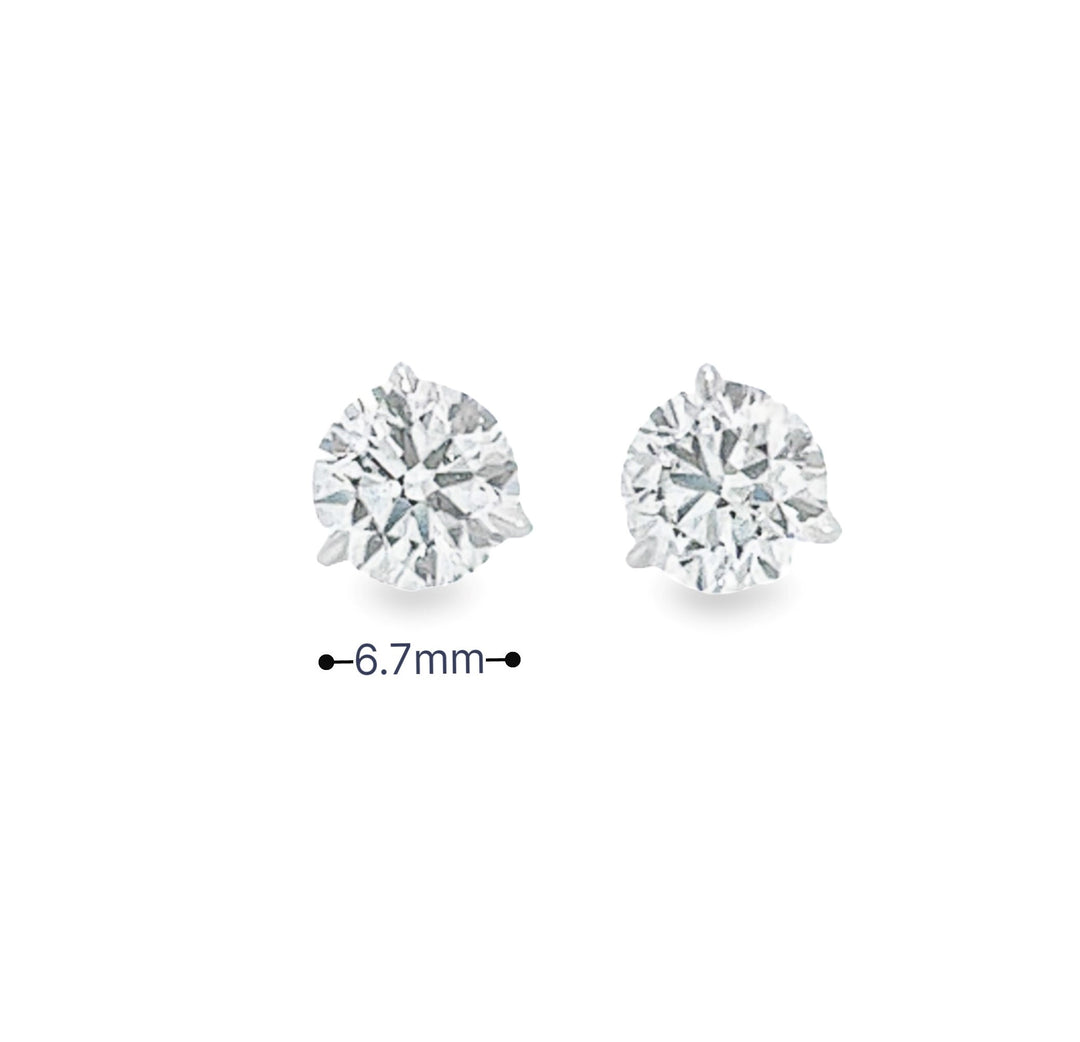 White Gold 3-Prong Diamond Studs Weighing 2.35cts