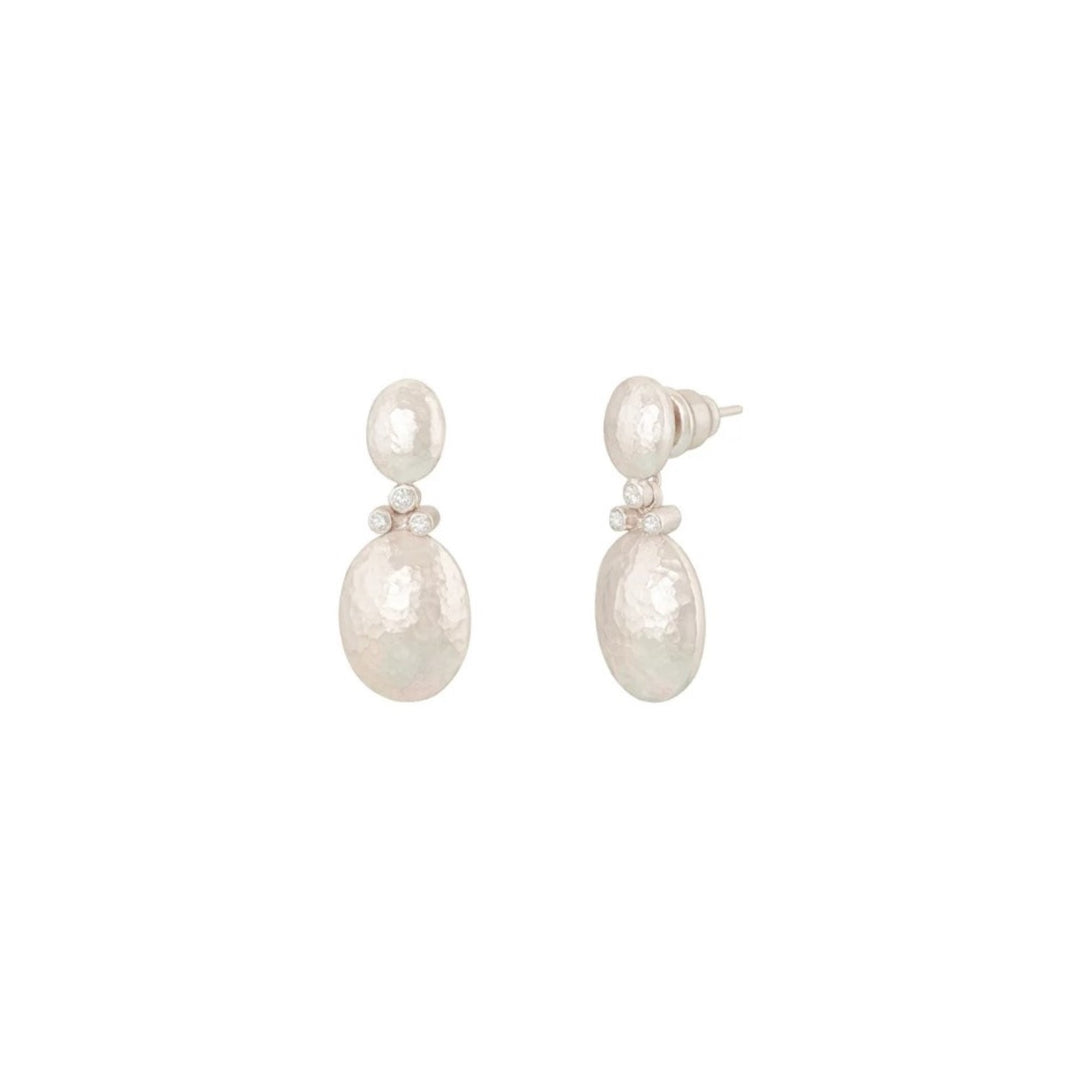 Spell Couture Silver Single Drop Earrings With Diamond Accents