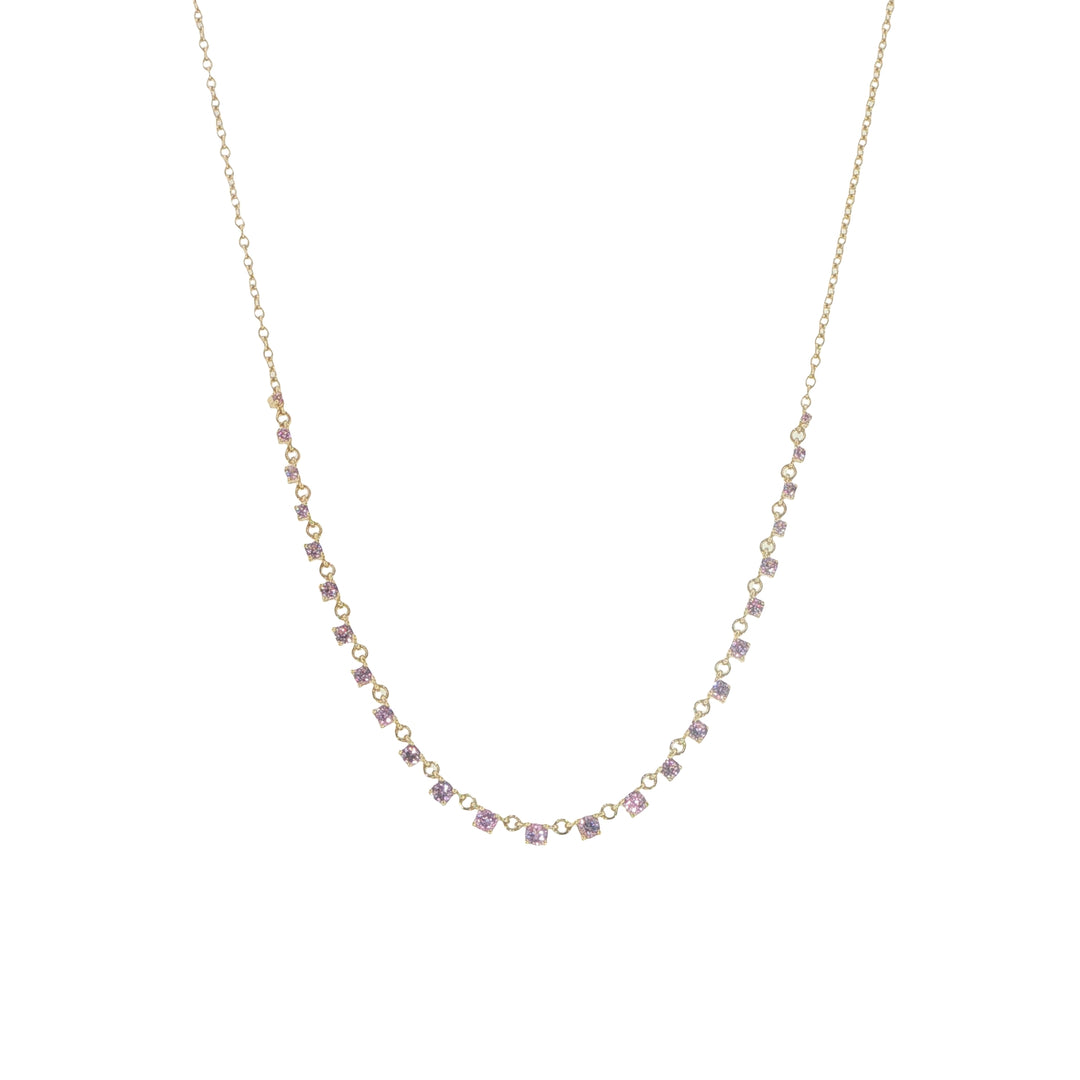 "Mylene" Pink Sapphire Tennis Necklace - 16-18"