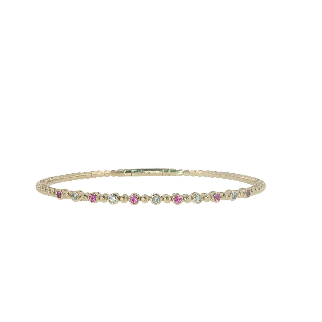 Gold Ball And Pink Sapphire Flexy Bracelet