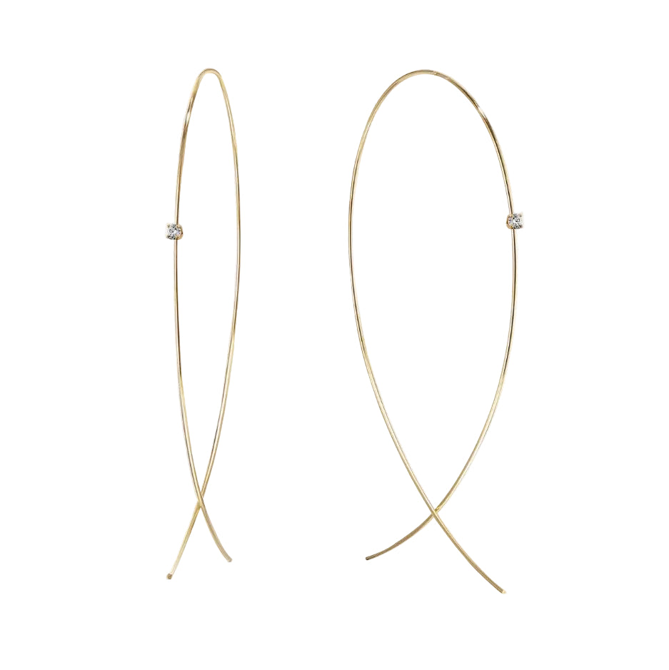 Large Raindrop Hoop Earring With Small Diamond