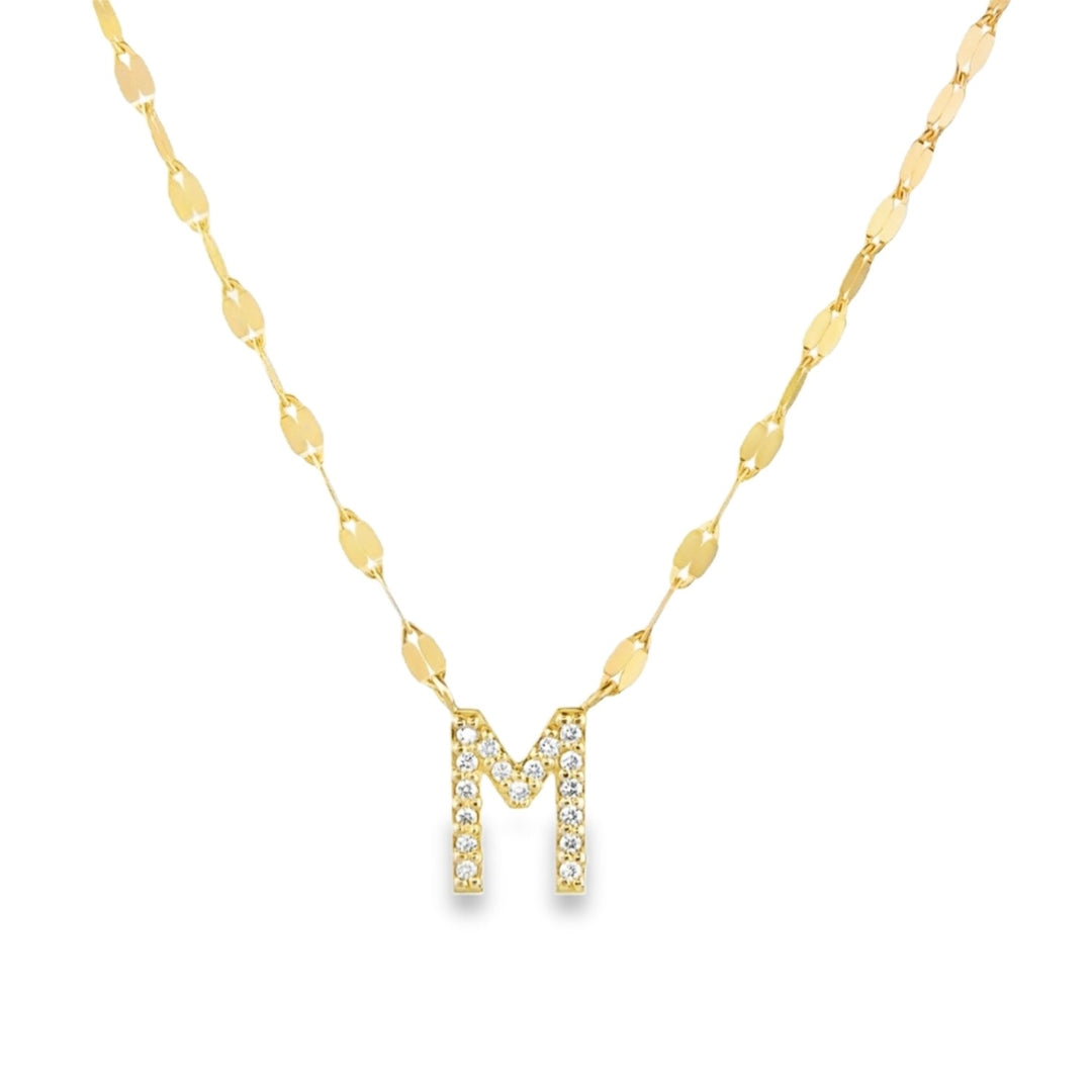 Diamond "M" Initial Pendant Necklace