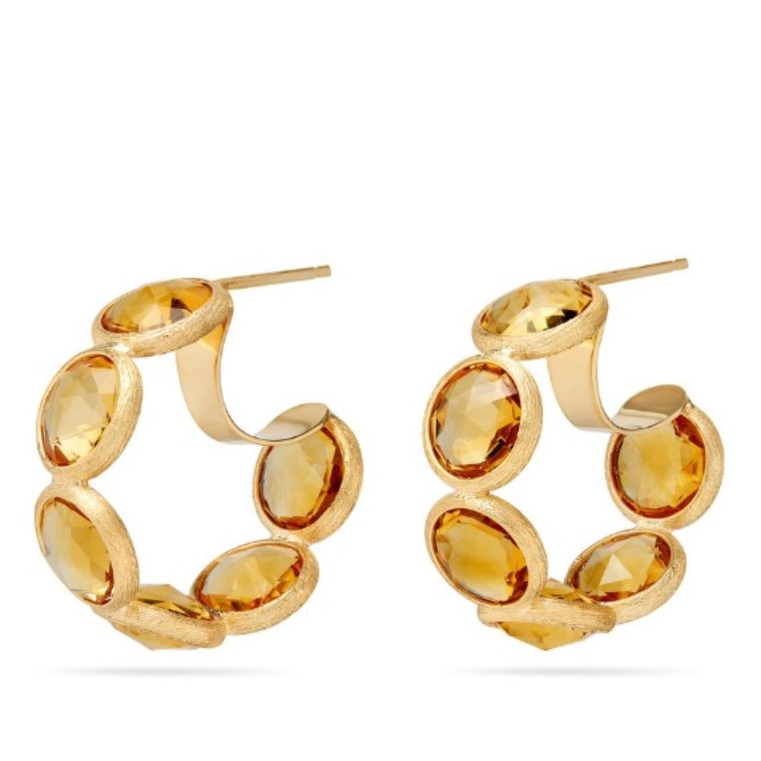 Jaipur Collection Hoops With Bezel Set Yellow Quartz