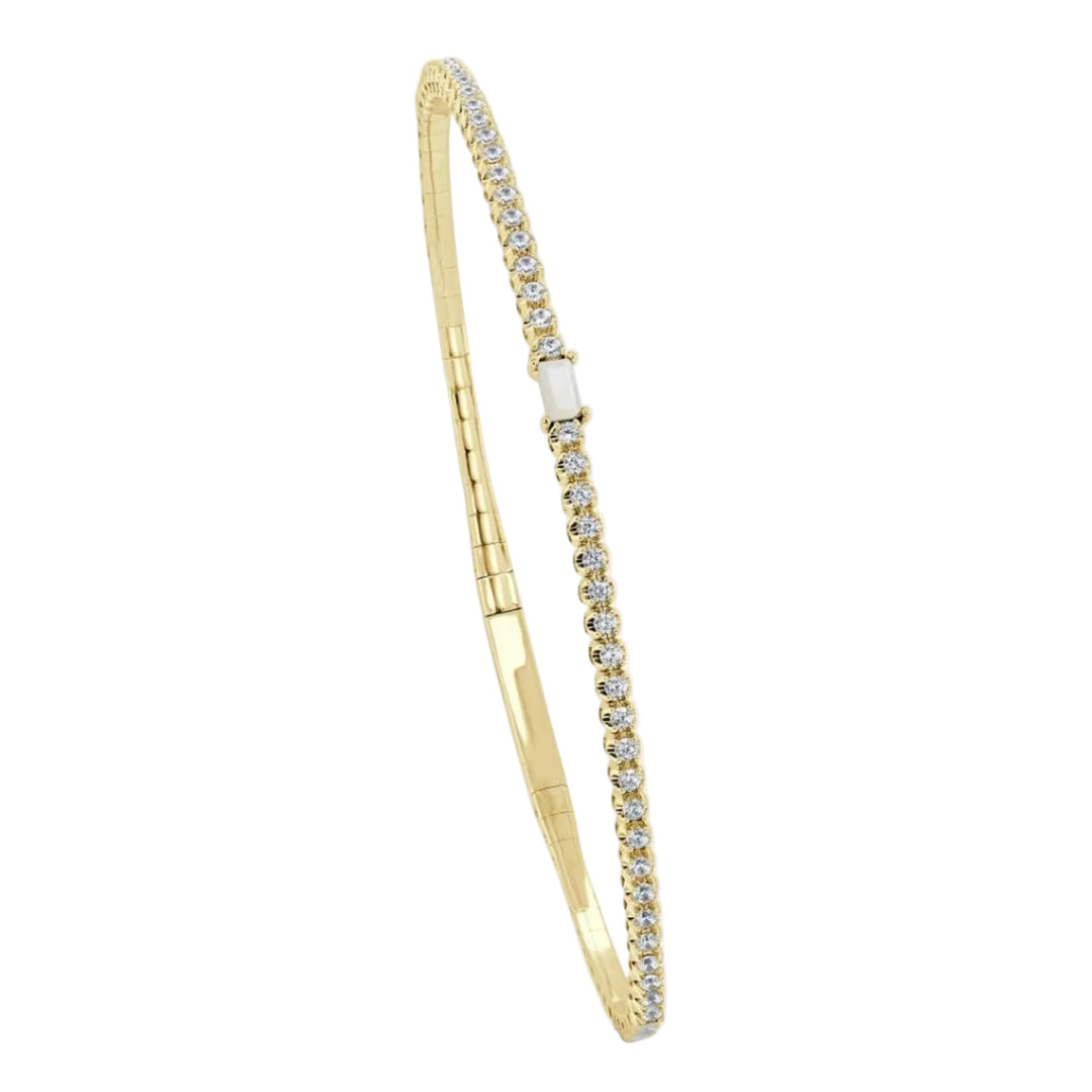 Mother of Pearl and Diamond Birthstone Bracelet