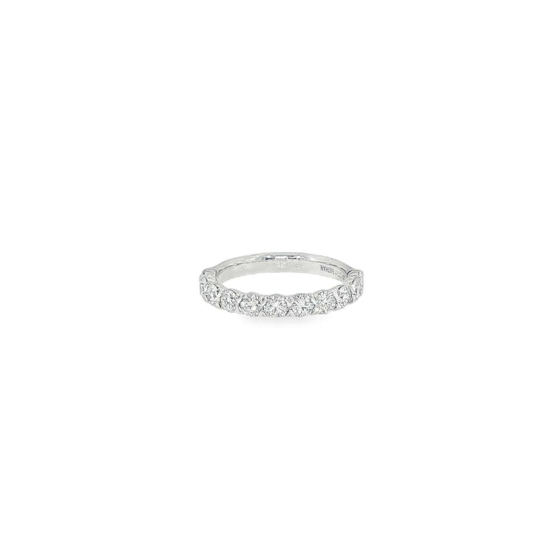 18K White Gold Flushfit Prong Set Half Eternity Band - Size 6