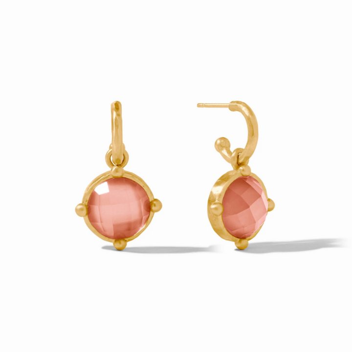 Honeybee Hoop & Charm Earrings In Iridescent Melon