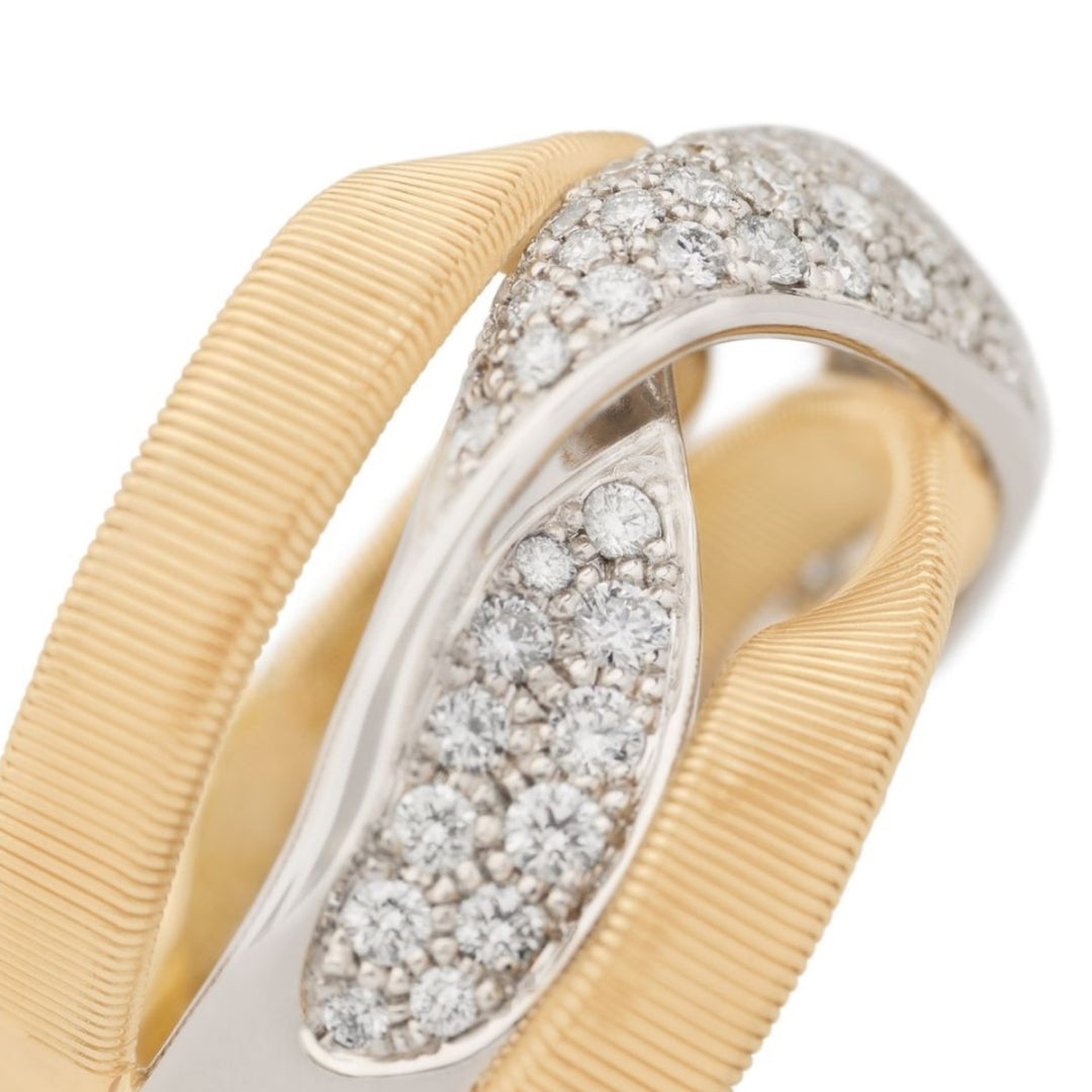 18K Marrakech Ring With A Band Of Pave Diamonds - Size 7