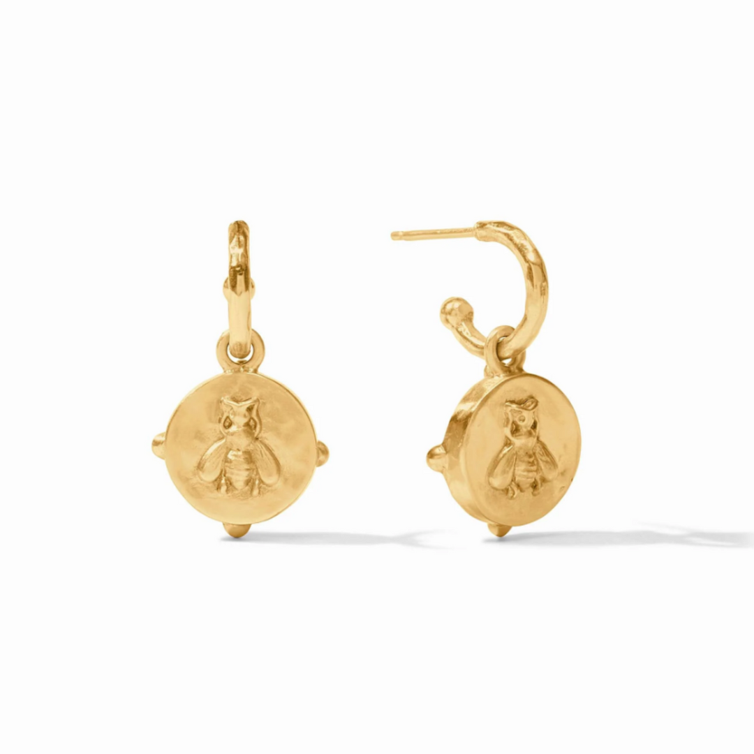 Honeybee Hoop & Charm Earrings In Iridescent Melon