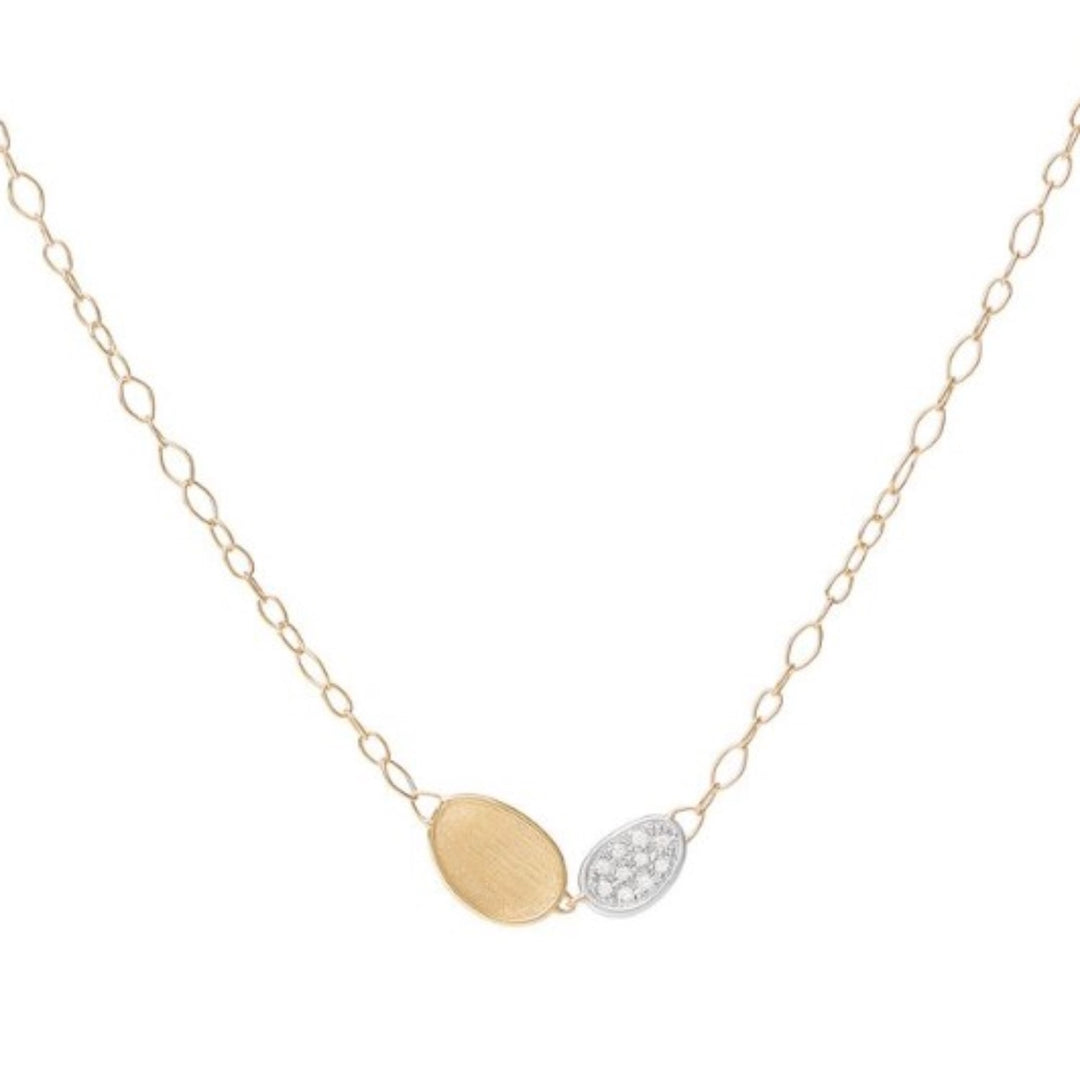 Mini-Petal And Diamond Pendant Necklace