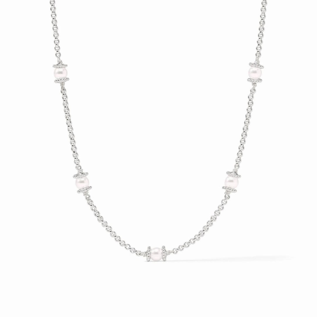 Pearl Hydra Delicate Station Necklace In Silver