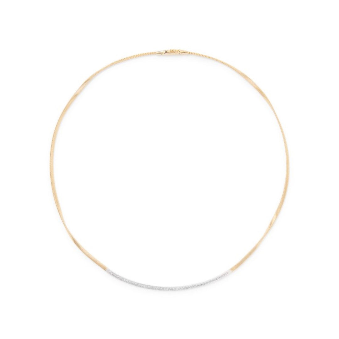 18K Yellow Gold Coil Necklace With Diamond Bar