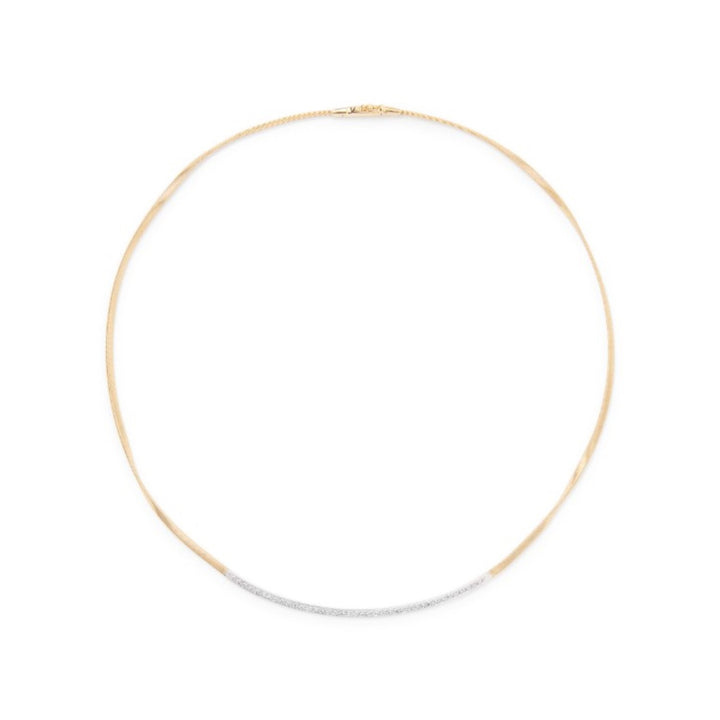 18K Yellow Gold Coil Necklace With Diamond Bar