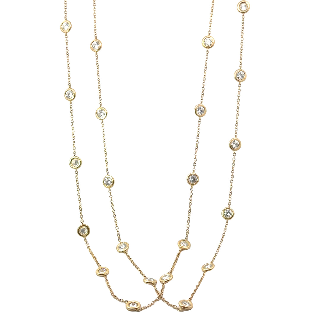 Yellow Gold Diamonds By The Yard Necklace Weighing 12.18cts - 58"