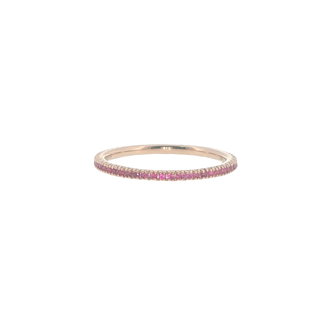 14K Rose Gold Pink Sapphire Eternity Ring Stacking Band - Size 6.5
