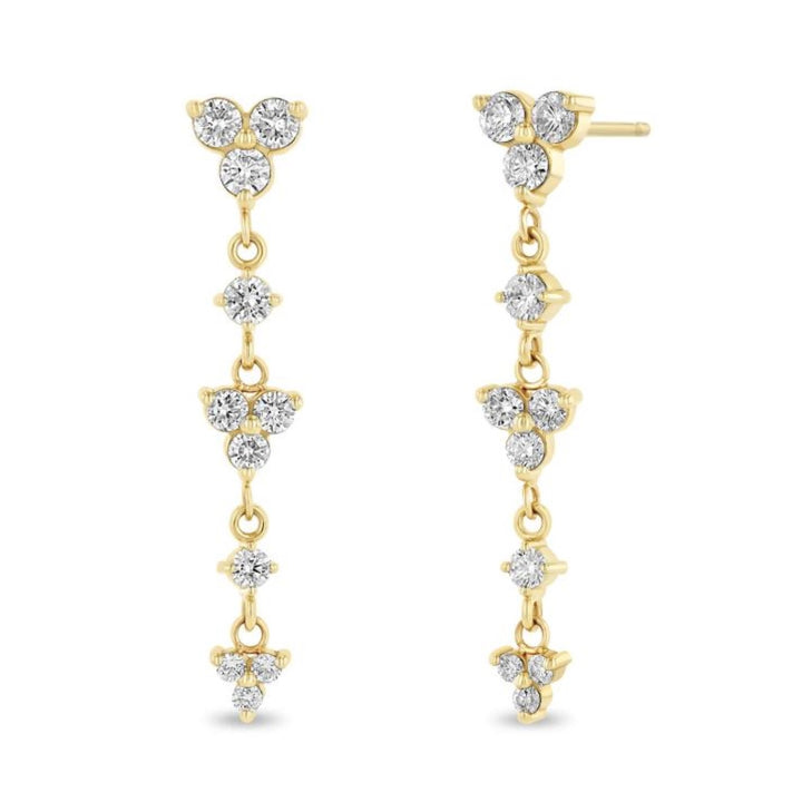 14K Gold Graduating Diamond Trio Earrings